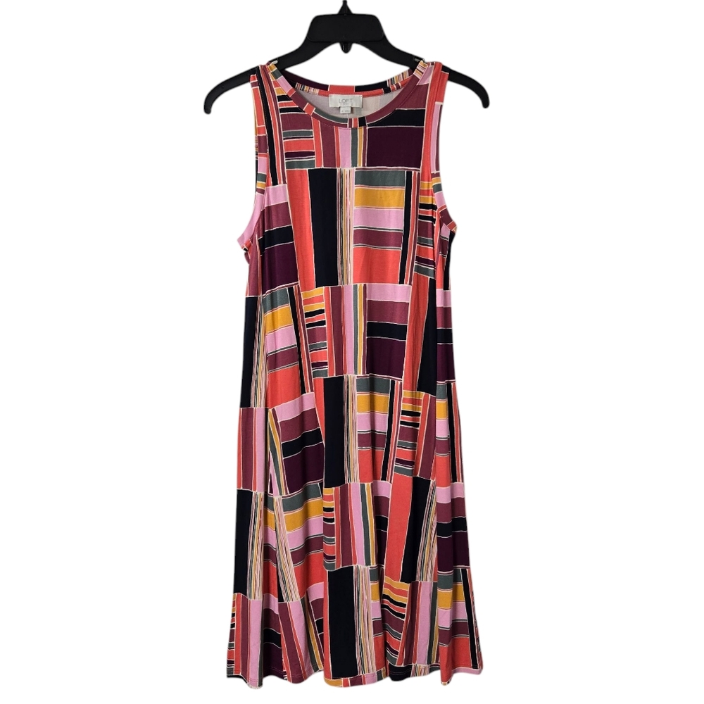 Loft Colorful Geometric Print Sleeveless Dress